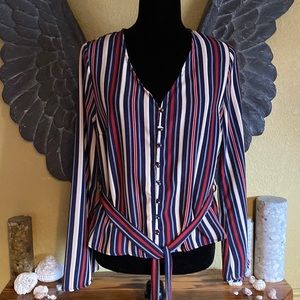 Urban Romantics Striped V-neck Blouse